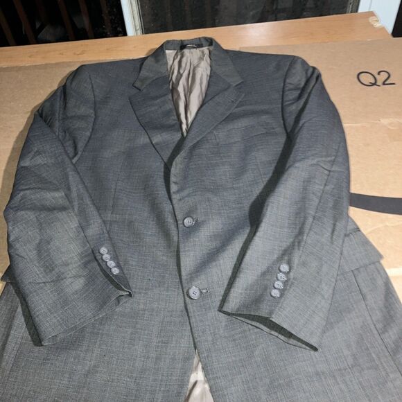 Hart Schaffner Marx Gray Plaid Blazer Jacket 42R, Windowpane Coat, Suit Coat - Picture 3 of 13